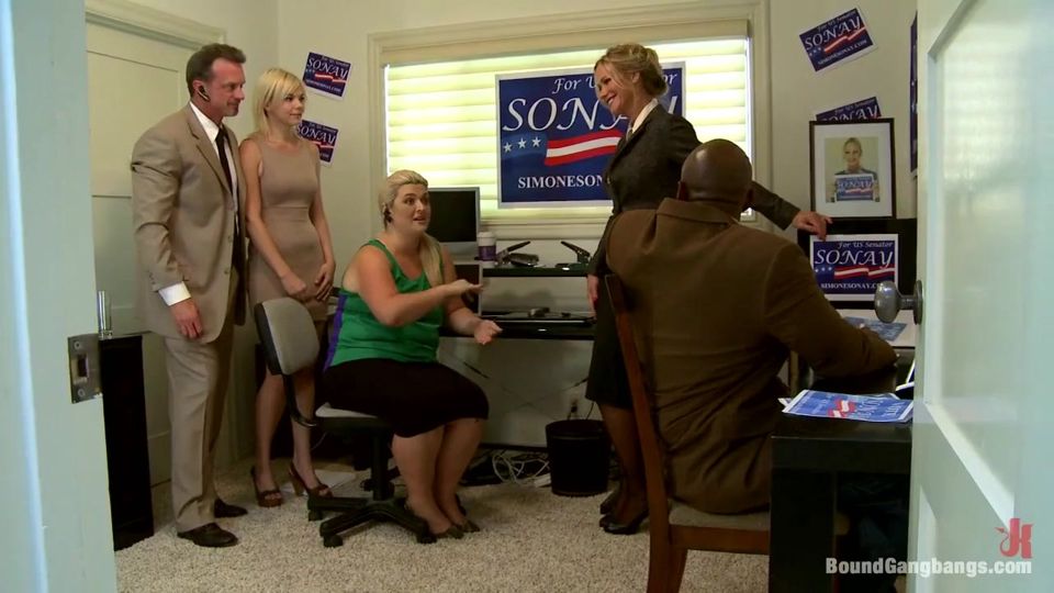 Vote Simone Sonay! Hot Blonde Dominated by Stepmom & Gangbanged! Dap!