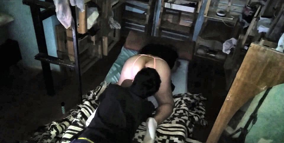 I Suck a Slut in a Pink Thong and Black Dress at Night
