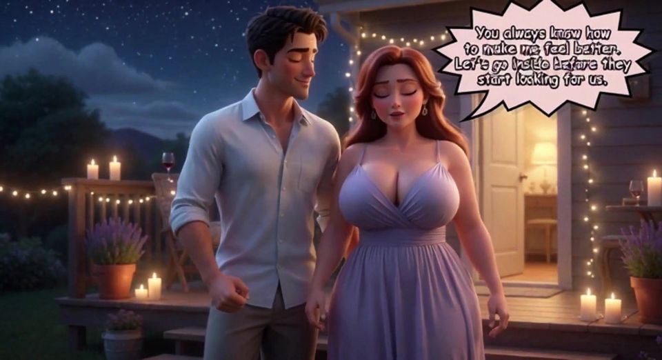 A Taboo New Year Passion Ignites Between Close Friends in the Moonlit Backyard (ai Generated)