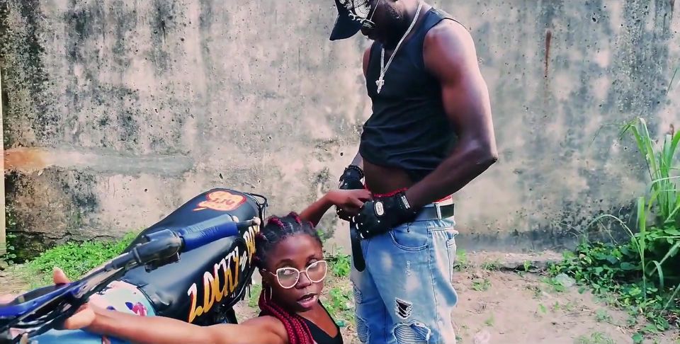 Standing Sex on a Bike - Petite Biker Gangster Fuck Her Man in Public Garage