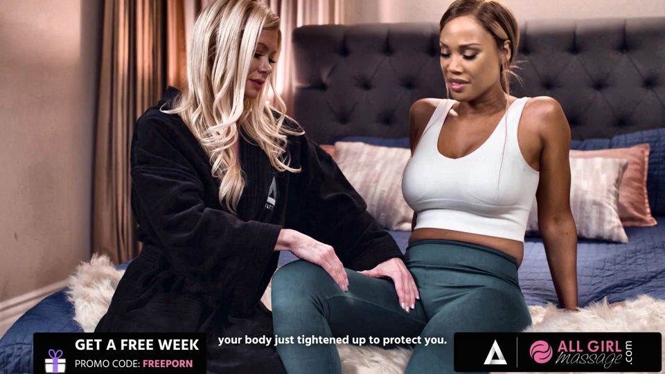 ALL GIRL MASSAGE - Sensual Thigh Massage On August Skye Ends In Lesbian Facesitting