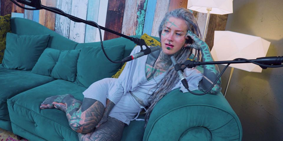 I talk about Y - YOU - ASMR podcast SFW talking goth skinny girl dreadlocks tattoo model inked girl