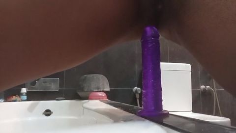 Young Sri Lankan intern trying hard sex during the lunch break with her Dildo