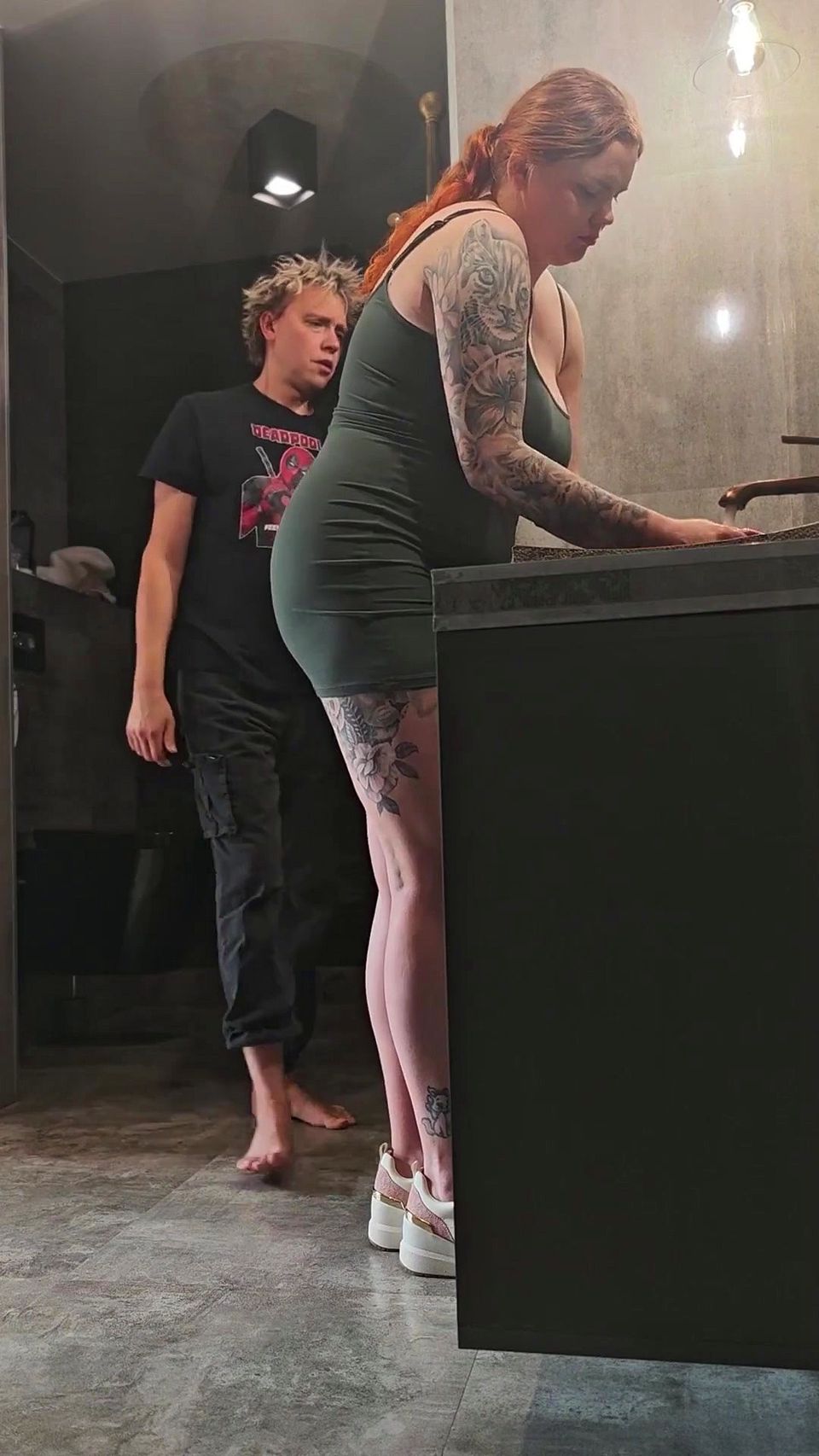 A Camera in a Public Restroom Catches a Strange Man Fucking a Girl Who Is Washing Her Panties.