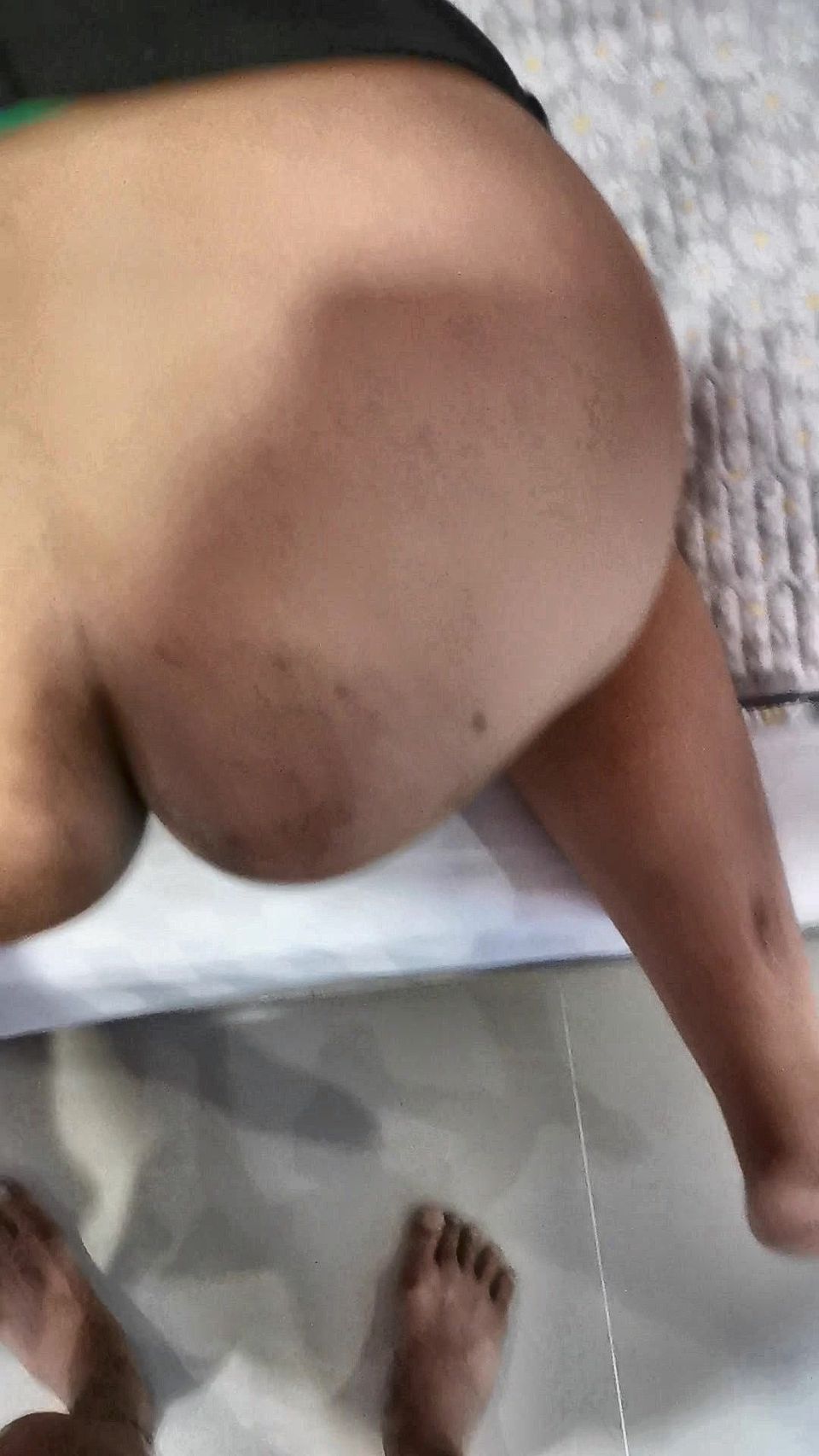 Female flight attendant gets before boarding