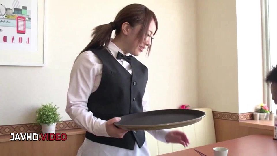 Sultry Asian girl in uniform delivers top notch Japanese blowjob service .