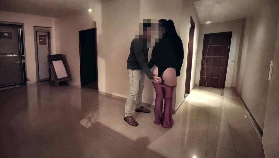 Hotwife Fucked at Building Party - Cum in Mouth