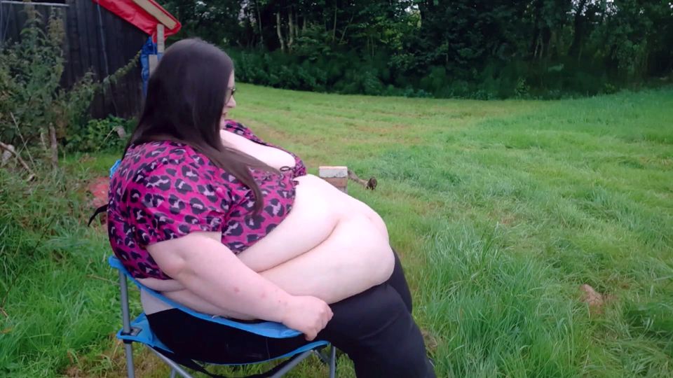SSBBW outdoor belly play and walking