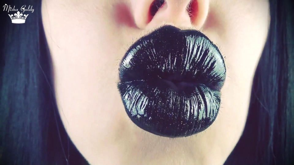 Kisses from black shiny lips ASMR JOI