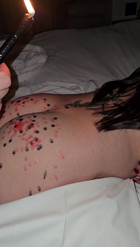 He drips wax on my ass and then cums on my pussy to cool me off!