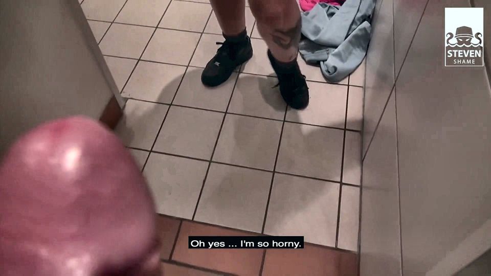 In the bathroom Aviva pulls completely naked and jerks Jason until he cums!