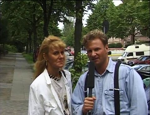 Blonde milf giving an interview