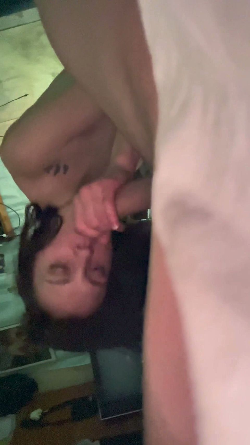 Drooling Blowjob From a Neighbor's Tattooed Bitch While Her Husband Is at Work