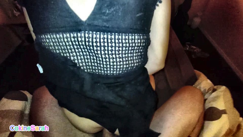 I lift her skirt and pull aside her thong to fuck her ass