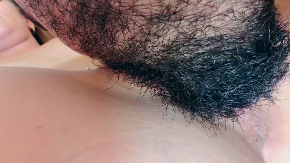 Bearded Guy Devours Wet Pussy in Extreme Close-Up - Intense Cunnilingus & Fingering Until She Cums Hard