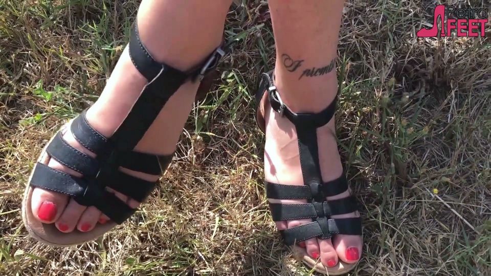 Smoking on bench with hot teen