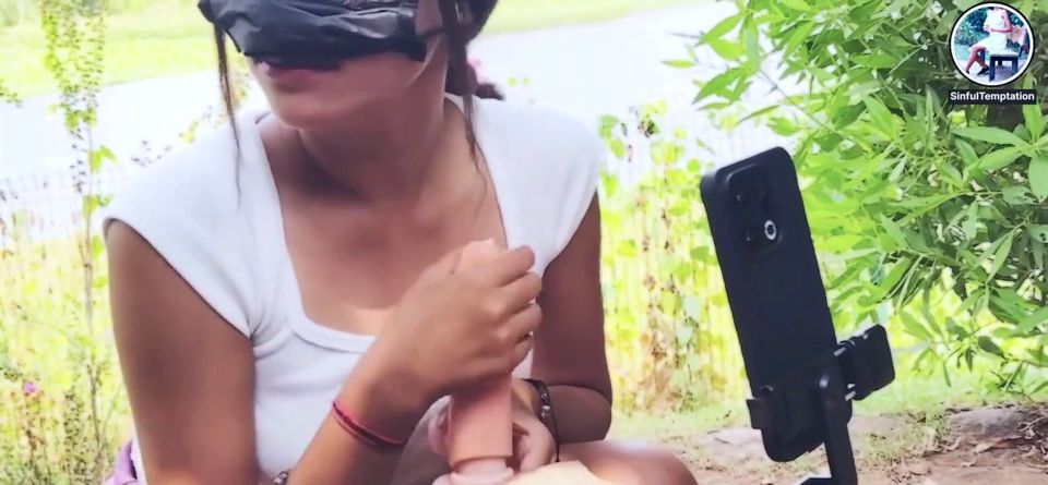 Outdoor Public Park Dildo Blowjob