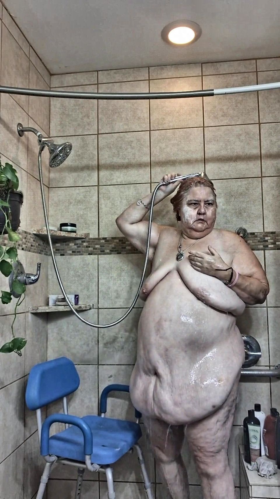 Big Beauty Nurse Vicki Taking a Mud Treatment in My Shower!