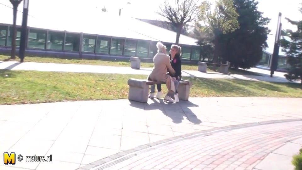 A first old and young lesbian date turns out hot