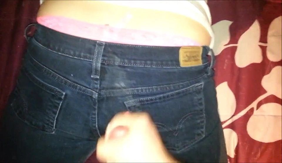 Cum on black jeans