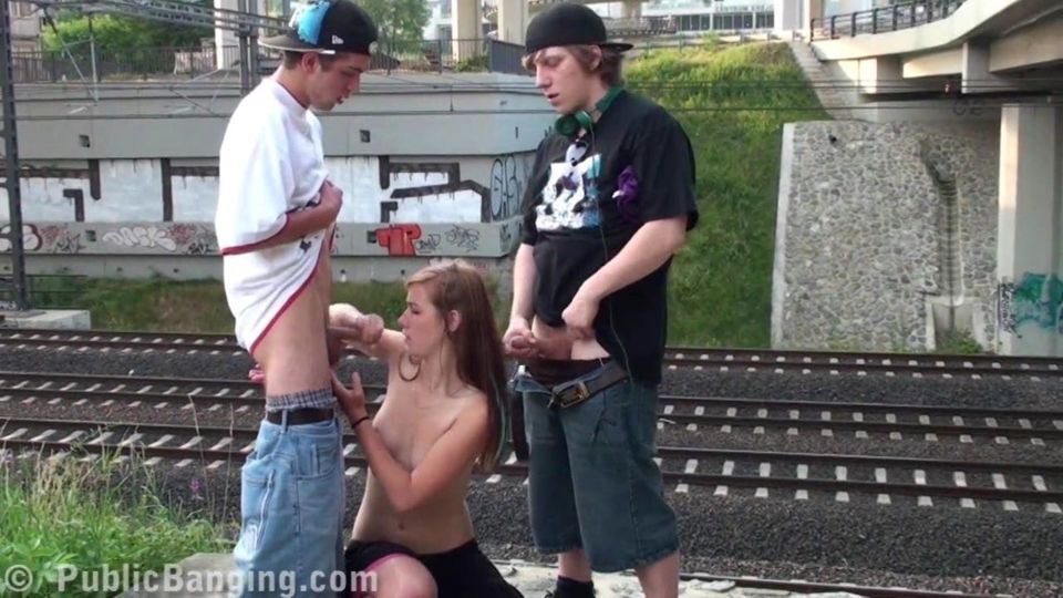 Young pretty girl street gangbang Part 1