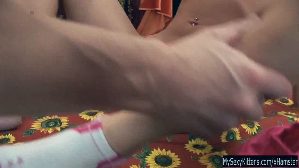 Pierced brunette teen Sonja take cock