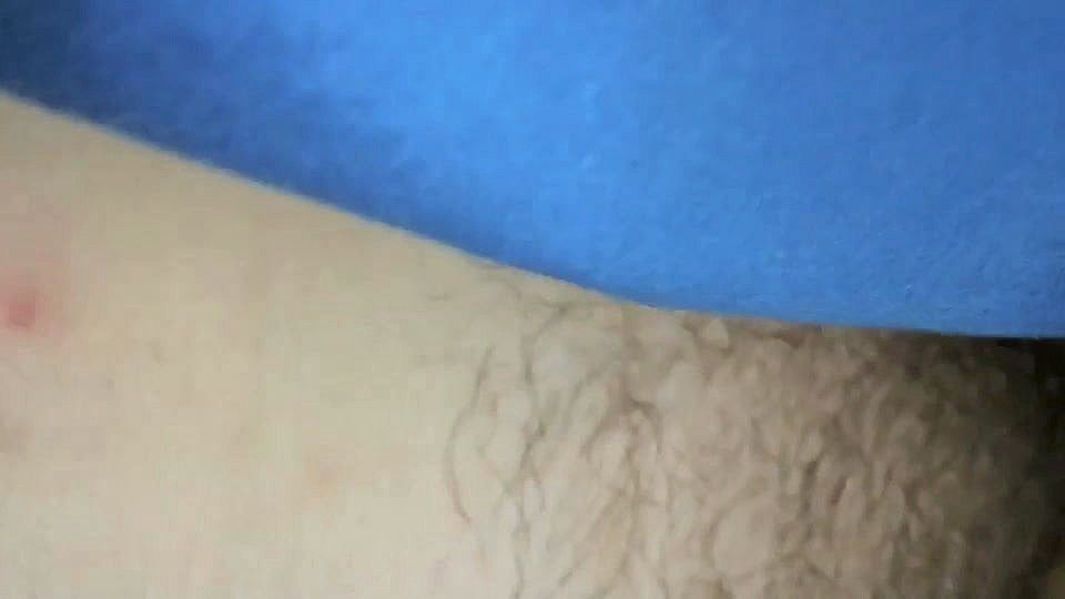 Cum on her hairy pussy and she notices