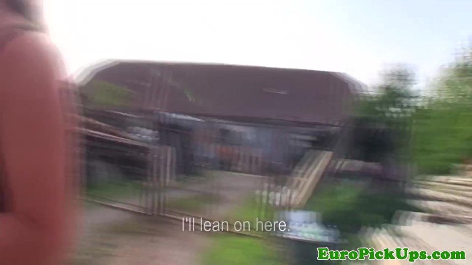 Euro slut pick up sucking cock outdoors