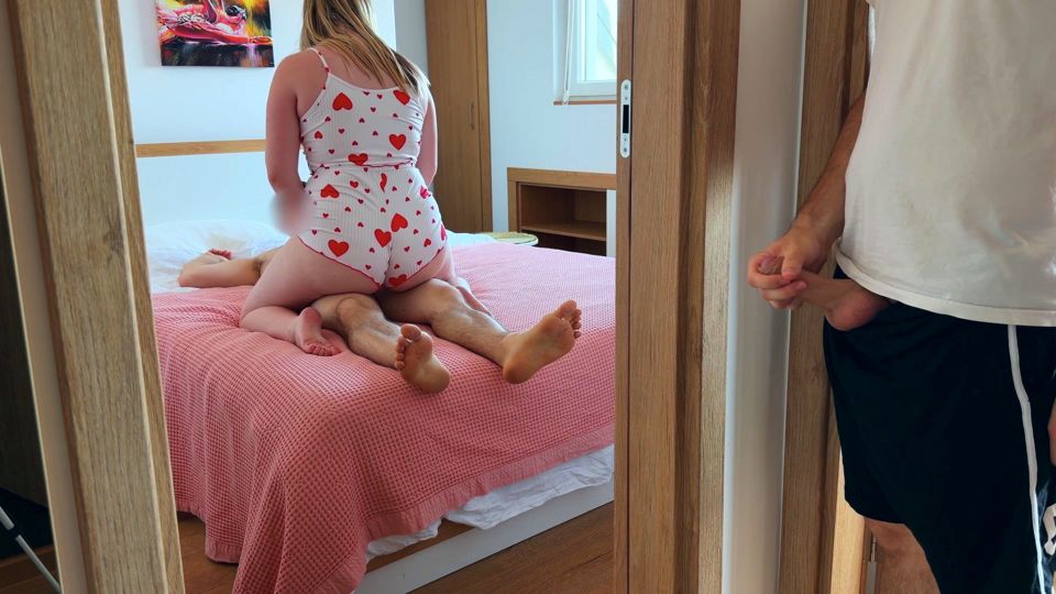Humiliated Cuckold Husband Jerks off and Watches how BOSS Fucks His Wife