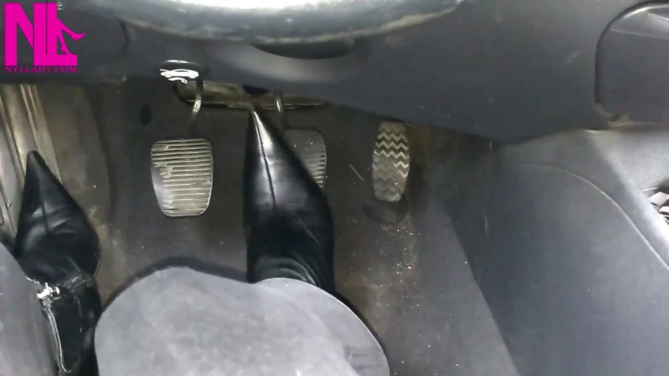 Pedal Pumping and Unzipping My Black Leather High Heeled Boots