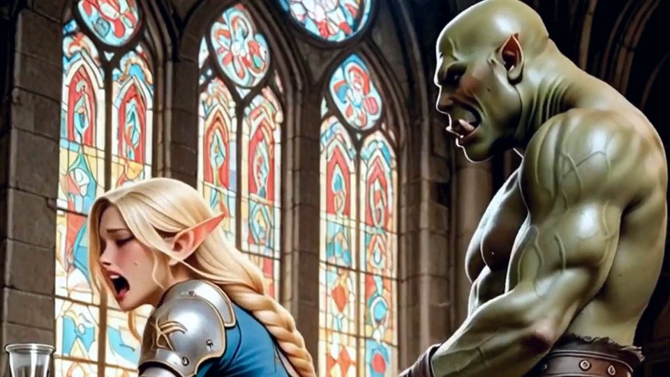 Blonde Elf Babe Gets a Pounding From the Orc King's Cock, Waifu Hentai Animation