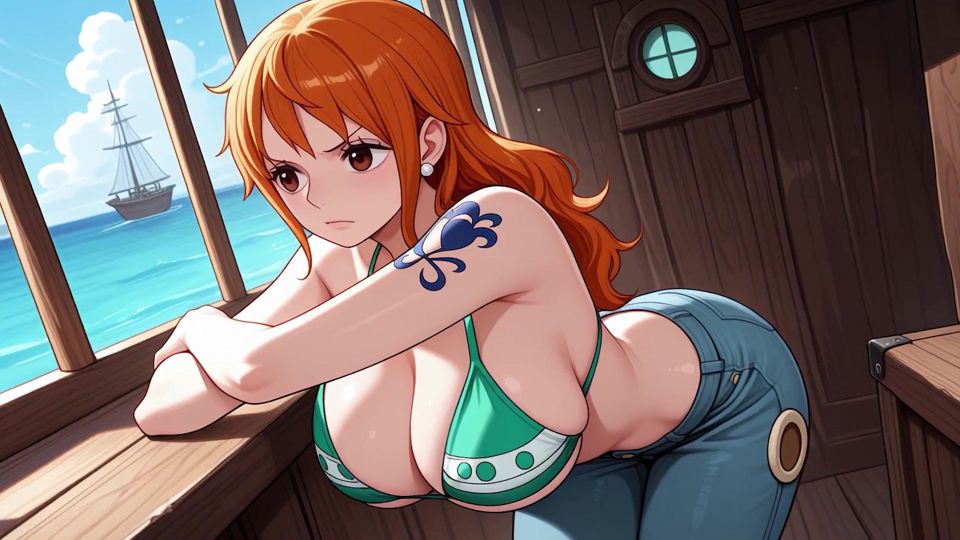 Nami Fucks the Crewmate of Her Ship and Receives a Anal Creampie! One Piece Uncensored POV Hentai
