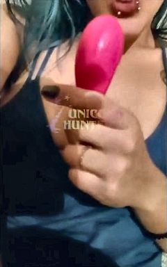 Alternative Teen Using Pink Vibrator