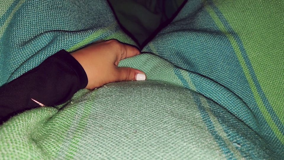 A wife with huge breasts masturbates in bed with her brother-in-law listening in the other room.