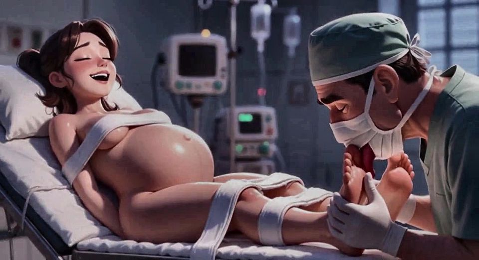 Naughty Doctor Sucking Pregnant Patient Toes in Surgery