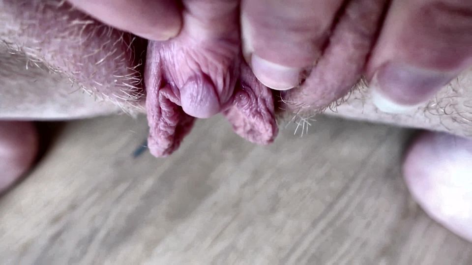 I Pull the Hood off My Clit and Touch It Closeup