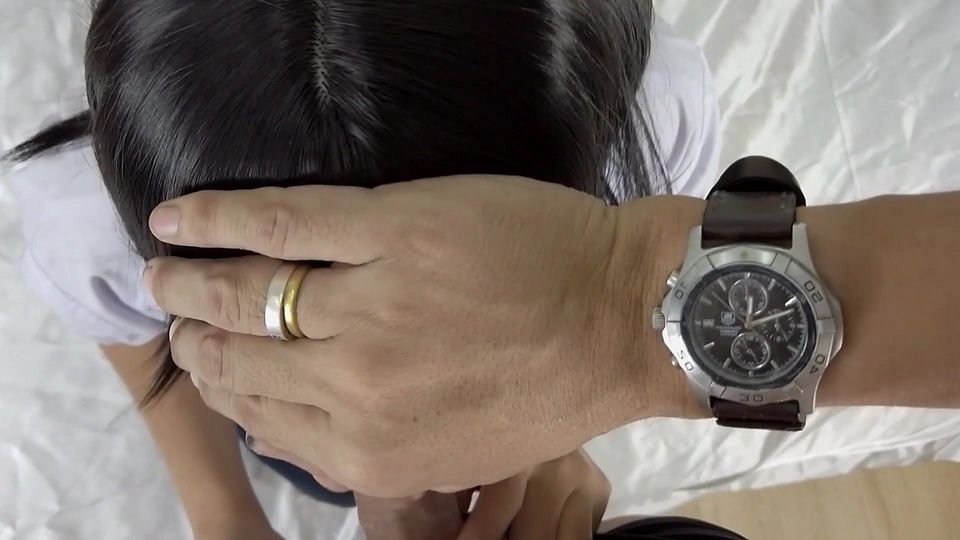 POV Creampied Thai student uniform 18 years old blowjob then get fuck by her teacher