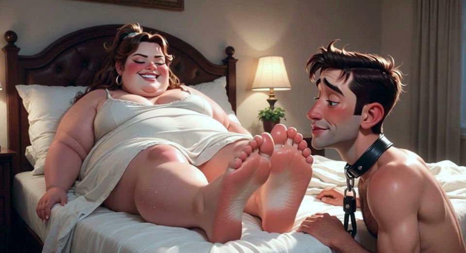 Huge SSBBW Sweaty Feet Worship - Pathetic Slave Serving His Mistress