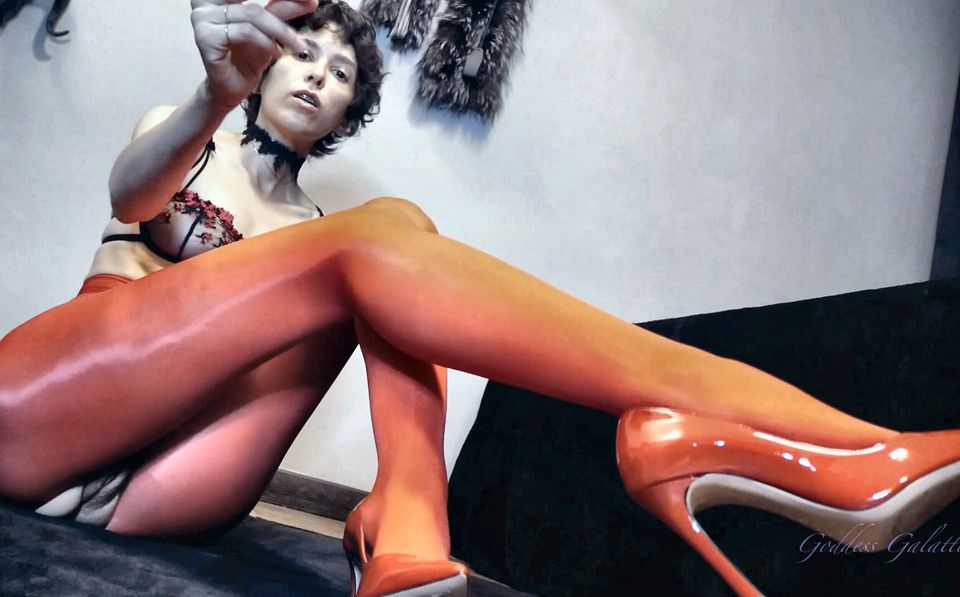 Goddess Galattica's Red Shiny Pantyhose Worship