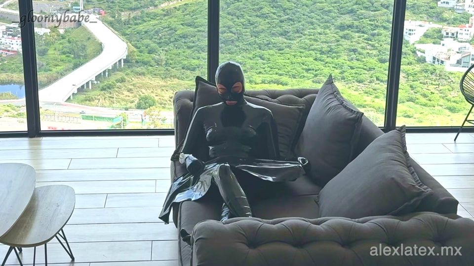 Horny in Latex Enjoying the View, T1 Sofa Pussy Eating and Blowjob - Alex Latex