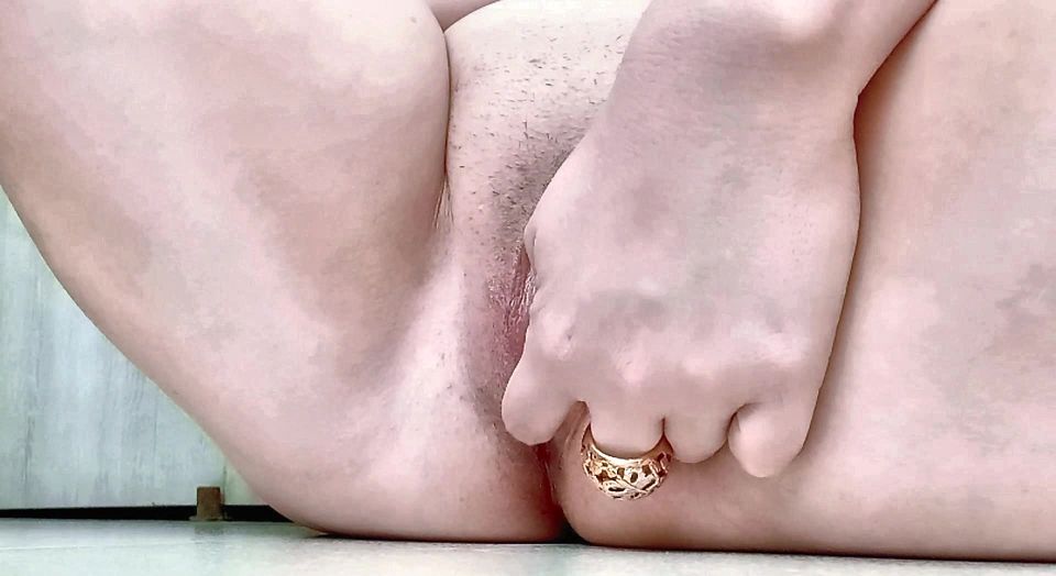 A wet finger, just the tip, entered her cunt, his cock is very big.