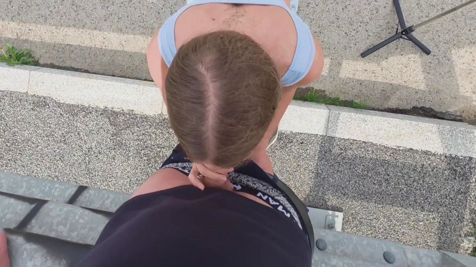 Public blowjob and sex on a bridge