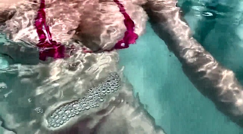 Artemisia Love Sexy and Horny Underwater Showing Her Big Tits in a Super Micro Bikini and You Can See Her Aureolas