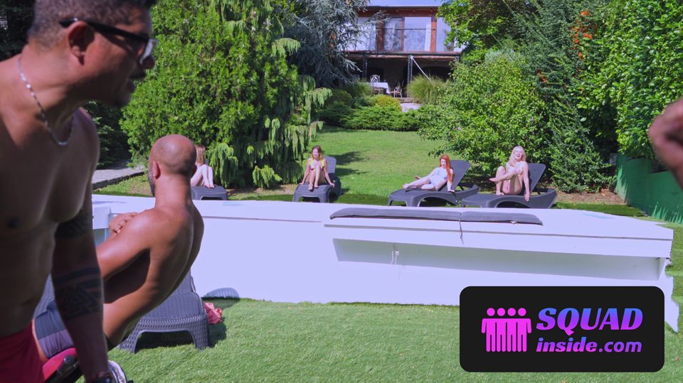 Aliska Dark, Bella Grey, Eva Barbie and Una Fairy Take Rough Gangbang DP in a Poolside Orgy