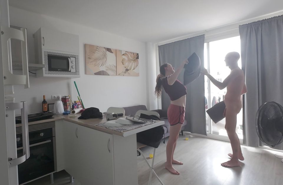 Risky - Sucking My Step Daddy's Big Cock Beside The Open Window And Receiving A Fuck And Facial In The Bathroom