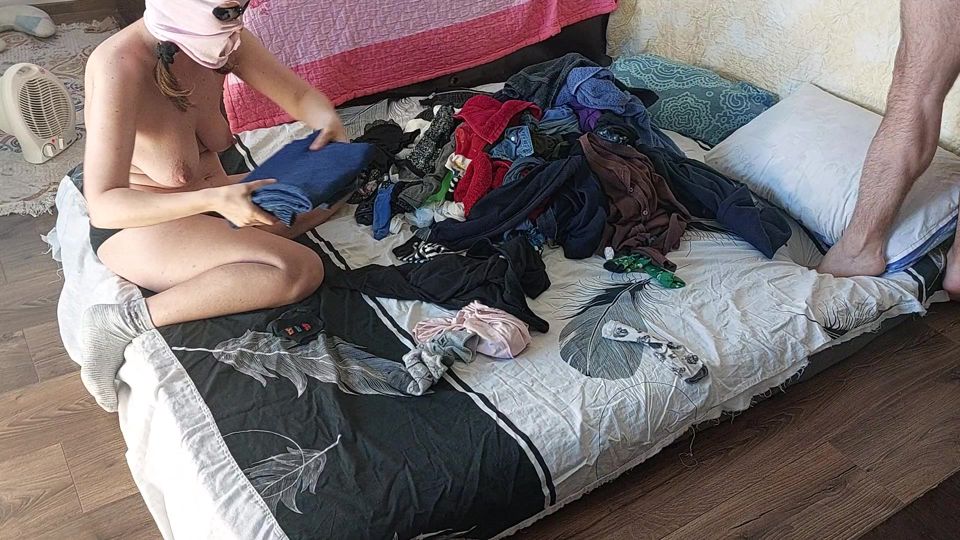 Foreplay in the bedroom with an amateur couple.