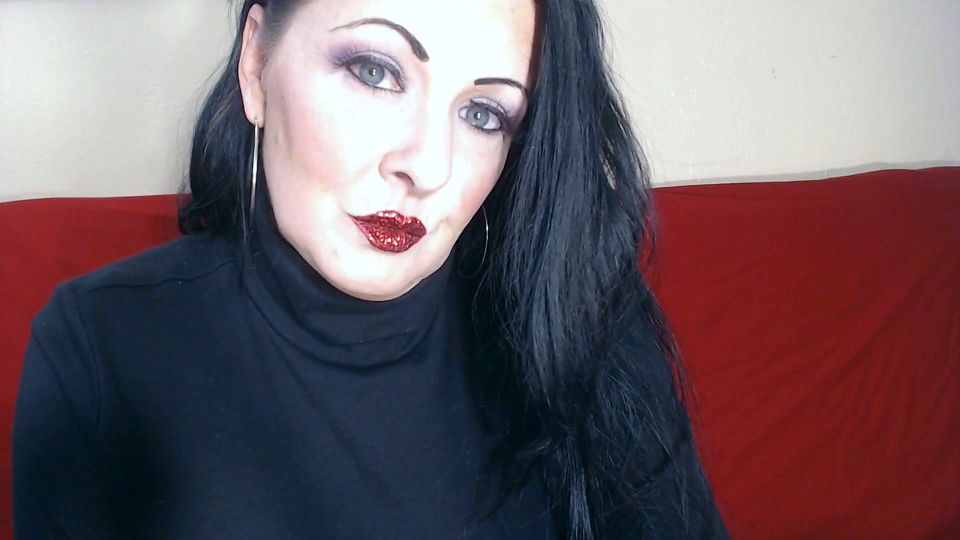 Closeup smoking red glittered lipstick