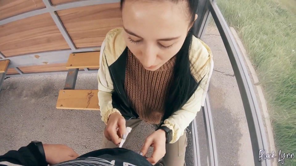 Risky Blowjob on a Bus Station Near the Road - Almost Caught! - Black Lynn