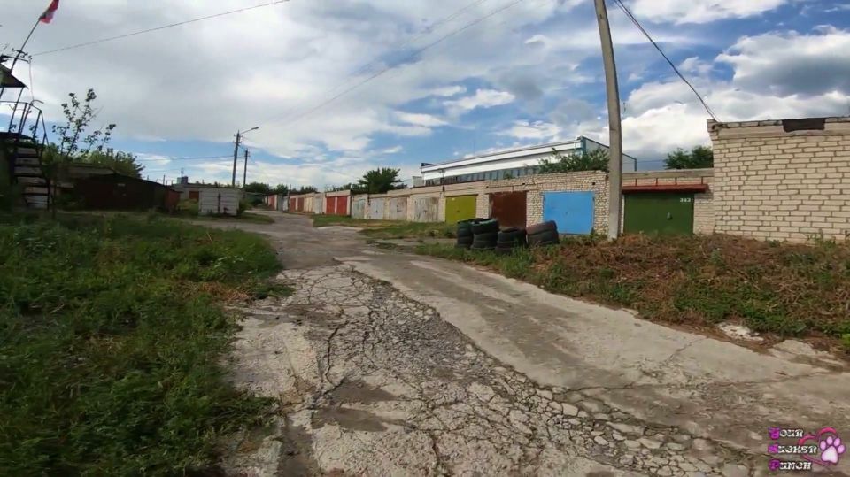 Public Cum Swallow Behind Garages During the Walk - POV