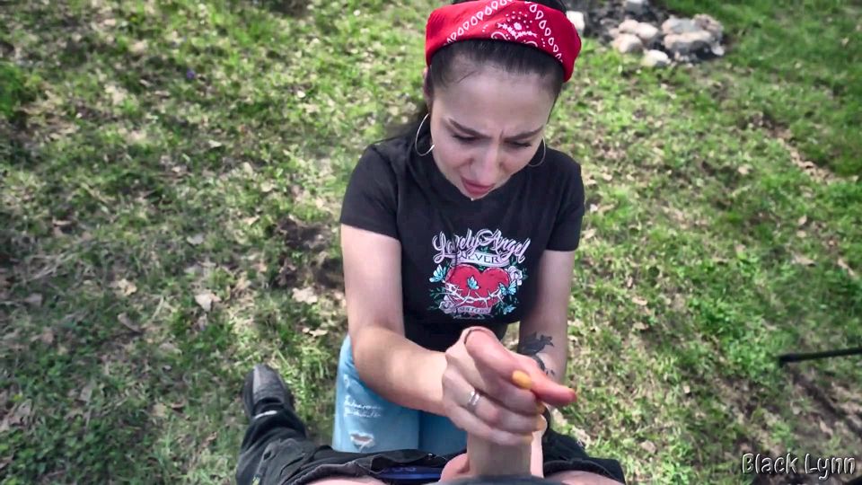 Brunette Sucks and Strips Outdoors - POV